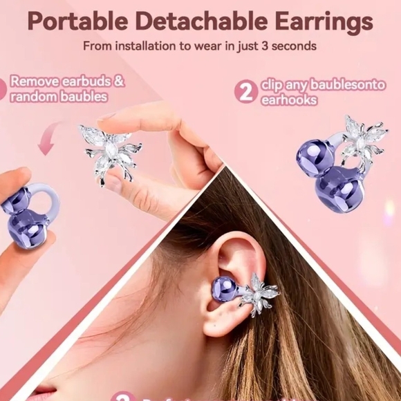 Gold Clip Earbuds with Crystal Accents - Picture 7 of 9